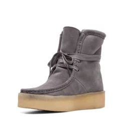 Bottes Clarks Originals Women Wallabee Cup Hi Grey Suede -Promos Boots Magasin 26168656 W 4