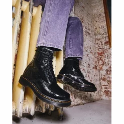 Bottes Dr. Martens Women 1460 Black Patent Lamper Leopard Emboss -Promos Boots Magasin 26859001.81