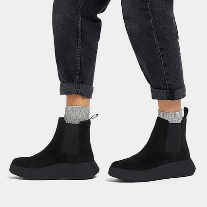 Bottes FitFlop Women F-Mode Suede Flatform Chelsea Boots All Black 2 Bottes FitFlop Women F-Mode Suede Flatform Chelsea Boots All Black – Image 2