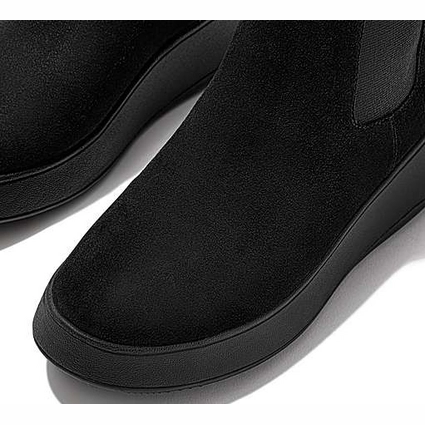 Bottes FitFlop Women F-Mode Suede Flatform Chelsea Boots All Black 4 Bottes FitFlop Women F-Mode Suede Flatform Chelsea Boots All Black – Image 4