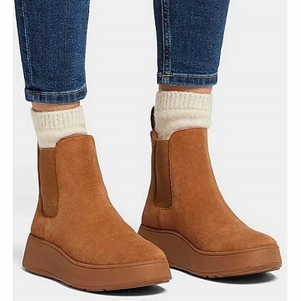 Bottes FitFlop Women F-Mode Suede Flatform Chelsea Boots Light Tan 2 Bottes FitFlop Women F-Mode Suede Flatform Chelsea Boots Light Tan – Image 2