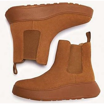 Bottes FitFlop Women F-Mode Suede Flatform Chelsea Boots Light Tan 5 Bottes FitFlop Women F-Mode Suede Flatform Chelsea Boots Light Tan – Image 5